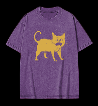 Surprised Cat Vintage Washed 100% Cotton T-Shirt