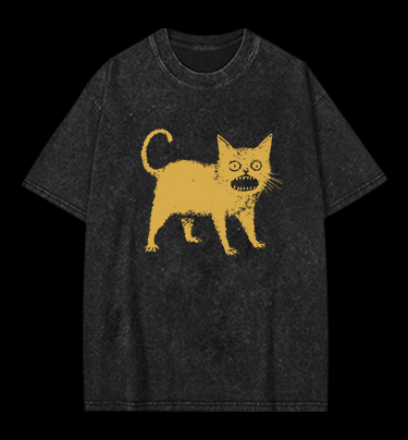 Surprised Cat Vintage Washed 100% Cotton T-Shirt