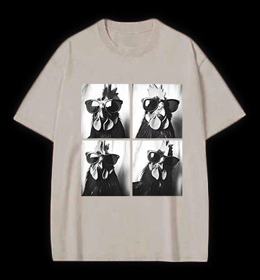 Gogglehead Chicken Vintage Washed 100% Cotton T-Shirt