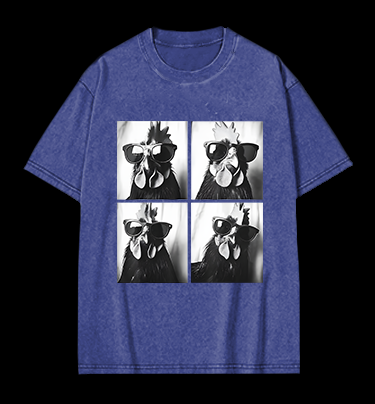Gogglehead Chicken Vintage Washed 100% Cotton T-Shirt