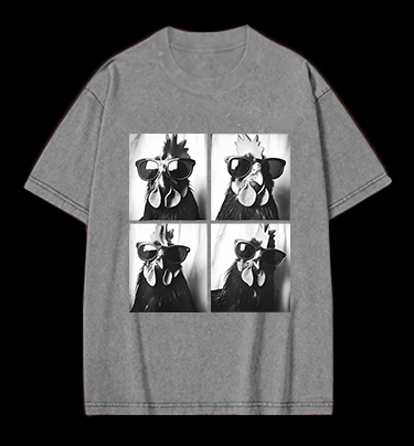 Gogglehead Chicken Vintage Washed 100% Cotton T-Shirt