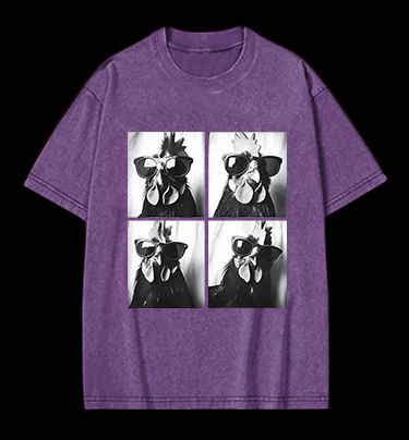 Gogglehead Chicken Vintage Washed 100% Cotton T-Shirt