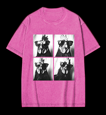 Gogglehead Chicken Vintage Washed 100% Cotton T-Shirt