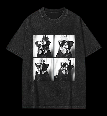 Gogglehead Chicken Vintage Washed 100% Cotton T-Shirt