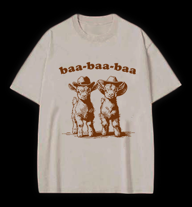 Cowboy Goats Baa-baa-baa Vintage Washed 100% Cotton T-Shirt