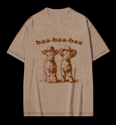 Cowboy Goats Baa-baa-baa Vintage Washed 100% Cotton T-Shirt