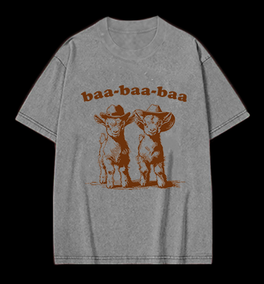 Cowboy Goats Baa-baa-baa Vintage Washed 100% Cotton T-Shirt