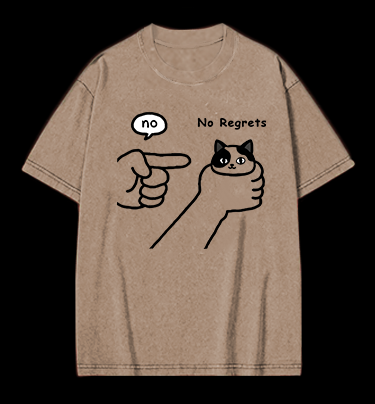 No Regrets Cat Vintage Washed 100% Cotton T-Shirt