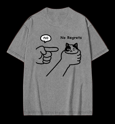 No Regrets Cat Vintage Washed 100% Cotton T-Shirt