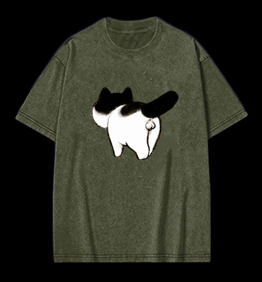 Cow Cat's Arse Vintage Washed 100% Cotton T-Shirt