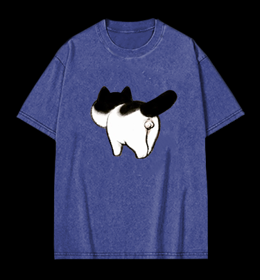 Cow Cat's Arse Vintage Washed 100% Cotton T-Shirt