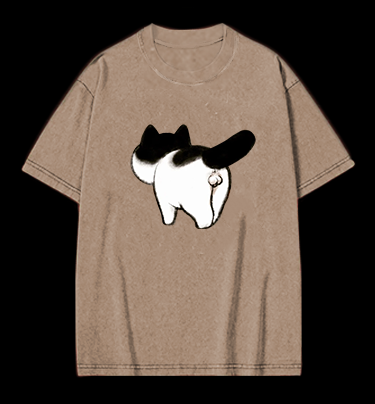 Cow Cat's Arse Vintage Washed 100% Cotton T-Shirt