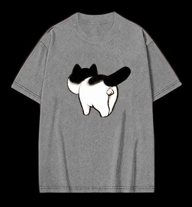 Cow Cat's Arse Vintage Washed 100% Cotton T-Shirt