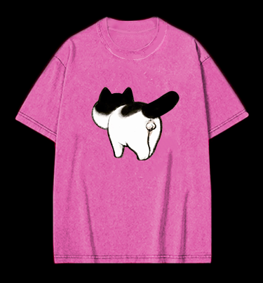 Cow Cat's Arse Vintage Washed 100% Cotton T-Shirt