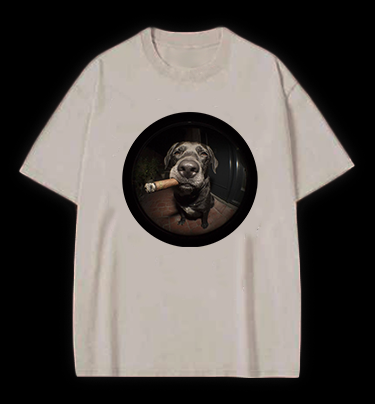 The Gaze Of The Smoking Dog Vintage Washed 100% Cotton T-Shirt