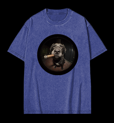 The Gaze Of The Smoking Dog Vintage Washed 100% Cotton T-Shirt