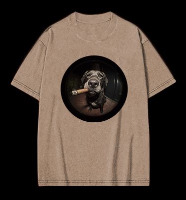 The Gaze Of The Smoking Dog Vintage Washed 100% Cotton T-Shirt