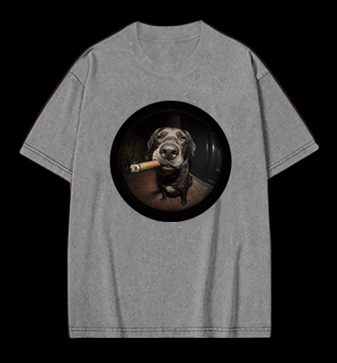 The Gaze Of The Smoking Dog Vintage Washed 100% Cotton T-Shirt