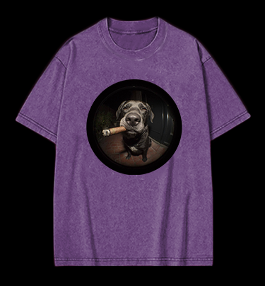 The Gaze Of The Smoking Dog Vintage Washed 100% Cotton T-Shirt