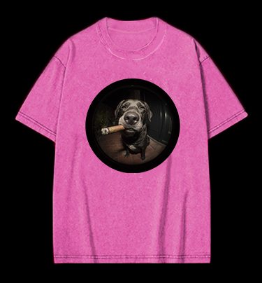 The Gaze Of The Smoking Dog Vintage Washed 100% Cotton T-Shirt
