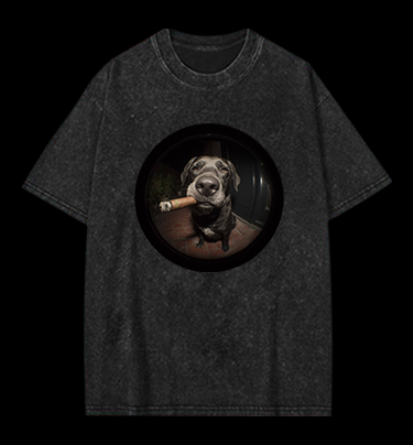The Gaze Of The Smoking Dog Vintage Washed 100% Cotton T-Shirt