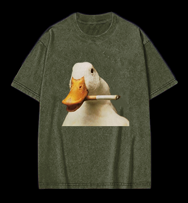 Smoking Duck Vintage Washed 100% Cotton T-Shirt
