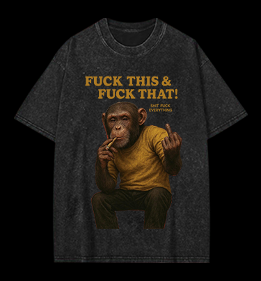 Monkey’s Disdainful Look Vintage Washed 100% Cotton T-Shirt
