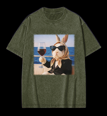 A Rabbit's Greeting Vintage Washed 100% Cotton T-Shirt