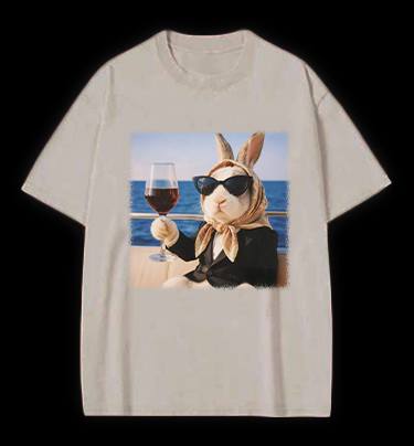 A Rabbit's Greeting Vintage Washed 100% Cotton T-Shirt