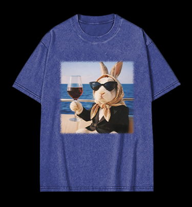 A Rabbit's Greeting Vintage Washed 100% Cotton T-Shirt