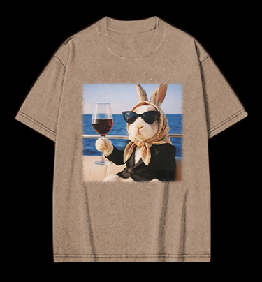 A Rabbit's Greeting Vintage Washed 100% Cotton T-Shirt