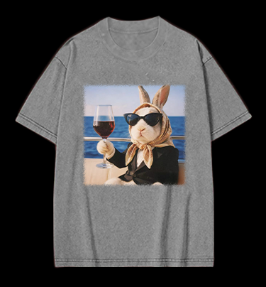 A Rabbit's Greeting Vintage Washed 100% Cotton T-Shirt