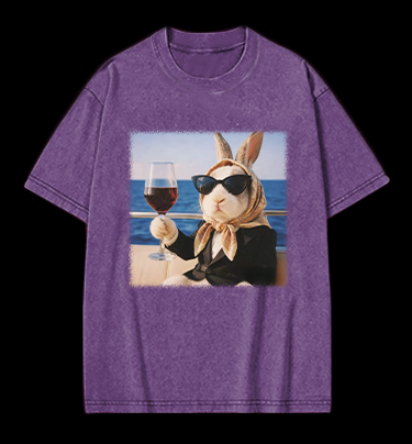 A Rabbit's Greeting Vintage Washed 100% Cotton T-Shirt
