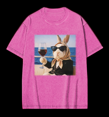 A Rabbit's Greeting Vintage Washed 100% Cotton T-Shirt