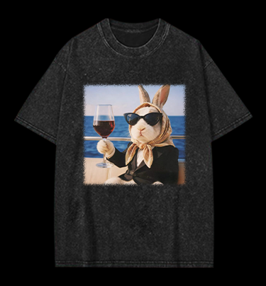 A Rabbit's Greeting Vintage Washed 100% Cotton T-Shirt