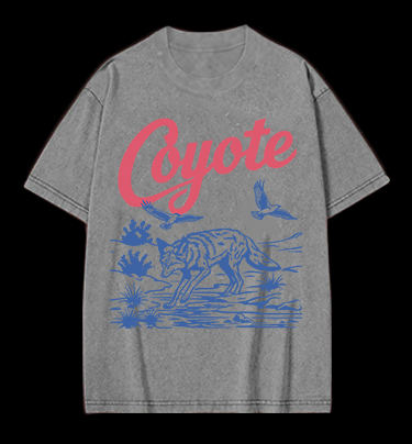Retro Coyote Vintage Washed 100% Cotton T-Shirt