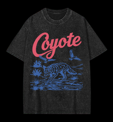 Retro Coyote Vintage Washed 100% Cotton T-Shirt