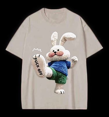 Rabbit: FUCK OFF Vintage Washed 100% Cotton T-Shirt