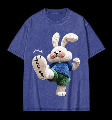 Rabbit: FUCK OFF Vintage Washed 100% Cotton T-Shirt