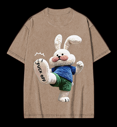 Rabbit: FUCK OFF Vintage Washed 100% Cotton T-Shirt
