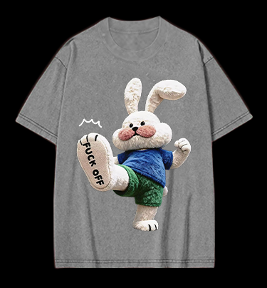 Rabbit: FUCK OFF Vintage Washed 100% Cotton T-Shirt