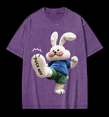 Rabbit: FUCK OFF Vintage Washed 100% Cotton T-Shirt