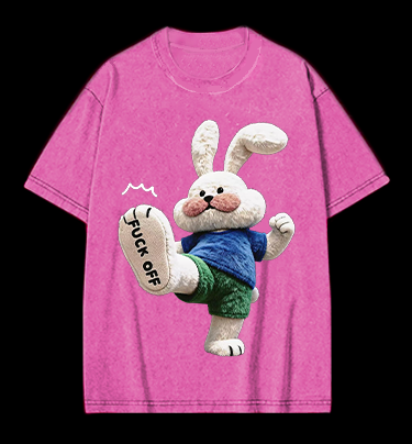 Rabbit: FUCK OFF Vintage Washed 100% Cotton T-Shirt
