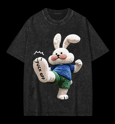 Rabbit: FUCK OFF Vintage Washed 100% Cotton T-Shirt