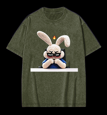 Furious Bunny Vintage Washed 100% Cotton T-Shirt