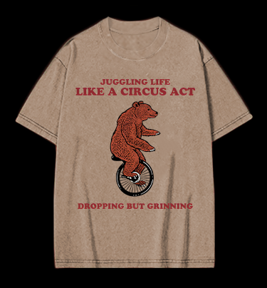 The Circus's Theatrical Bear Vintage Washed 100% Cotton T-Shirt