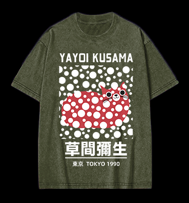 Yayoi Kusama's Cat Vintage Washed 100% Cotton T-Shirt