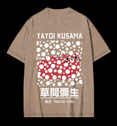 Yayoi Kusama's Cat Vintage Washed 100% Cotton T-Shirt