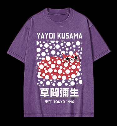 Yayoi Kusama's Cat Vintage Washed 100% Cotton T-Shirt