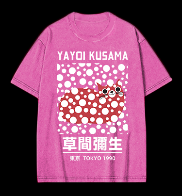Yayoi Kusama's Cat Vintage Washed 100% Cotton T-Shirt